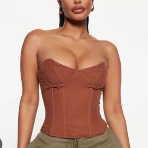 Fashion Nova Chocolate Strapless Corset Top